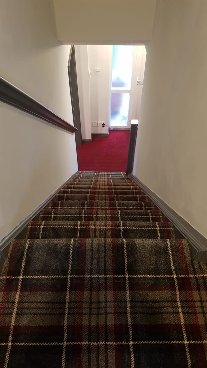 Tartan and Coir Matting carpets on Stairs and Landing Leeds Floorstore