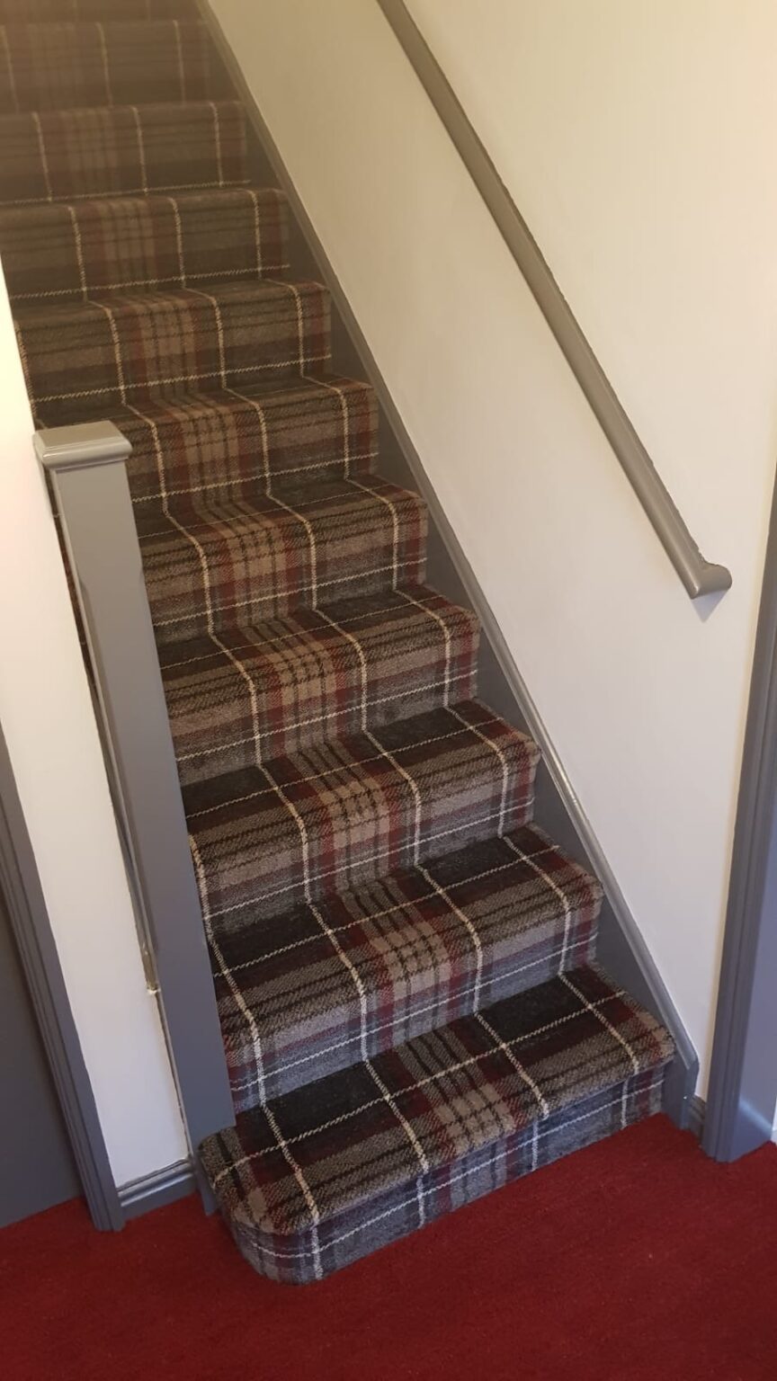 Tartan and Coir Matting carpets on Stairs and Landing Leeds Floorstore