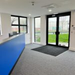 Burmatex medium grey strip carpet tiles