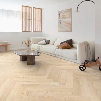 Hirame Flooring as a room setting with a sofa