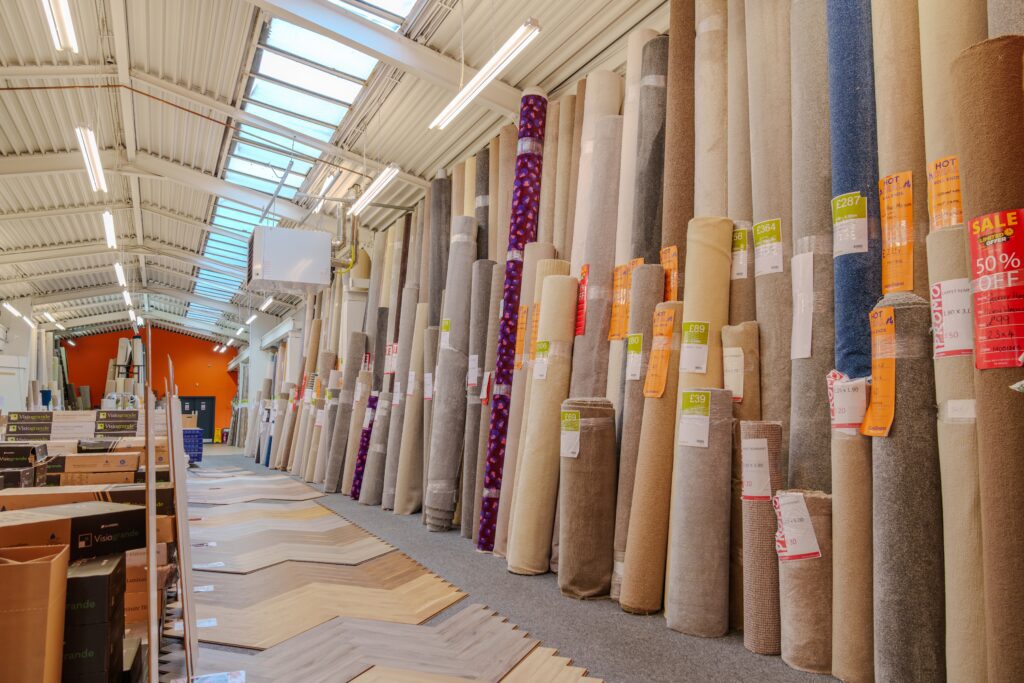Carpet rolls wide shot
