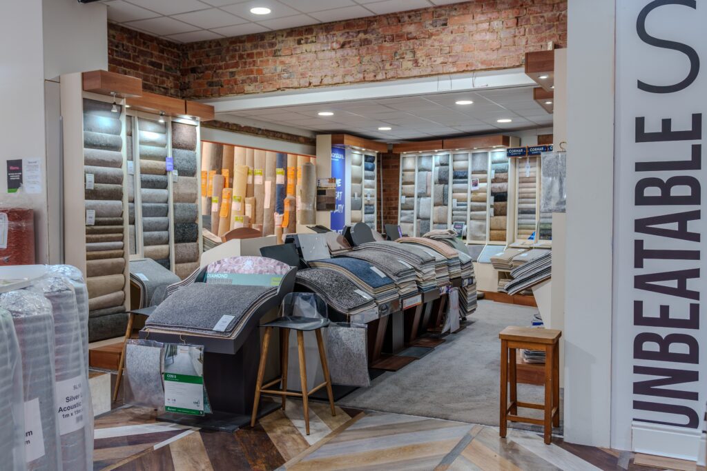 Carpet stands in outlet