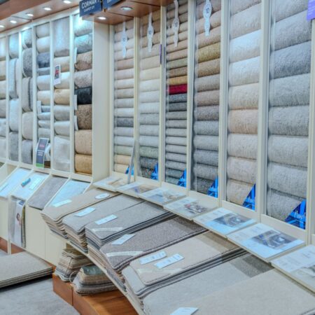 Cormar carpet stands in outlet